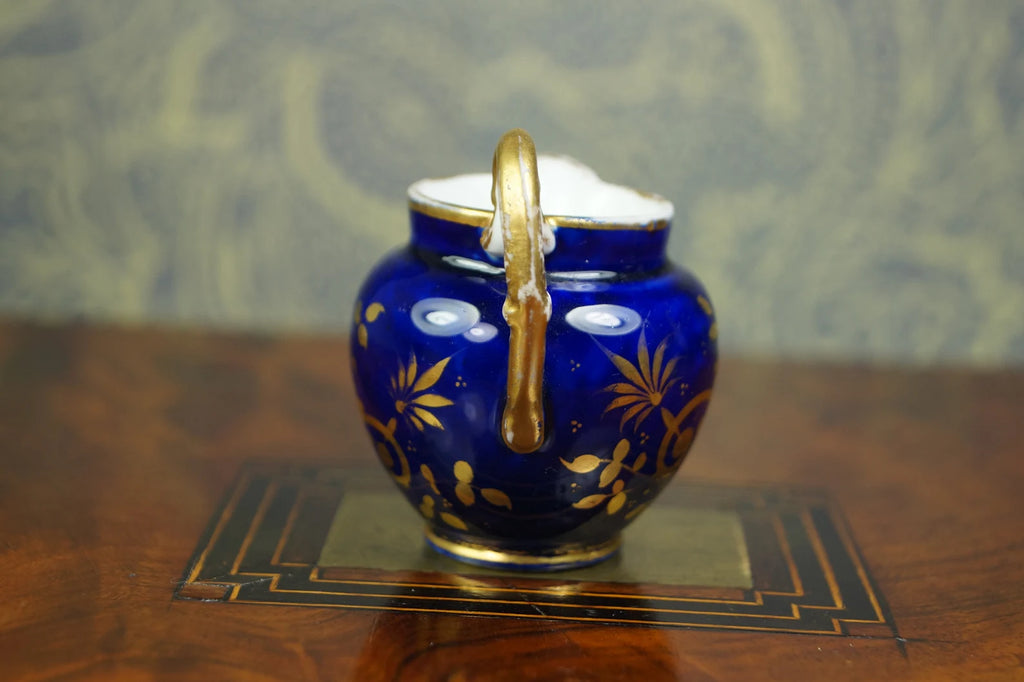 Antique Coalport Porcelain Miniature Jug Cobalt Blue Floral Circa 1820