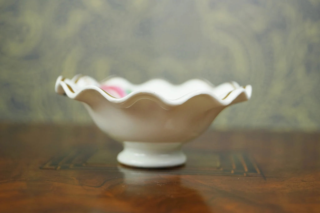 Antique 19th Century Miniature Toy Doll Fruit Bowl Pretty English Floral Porcelain AF