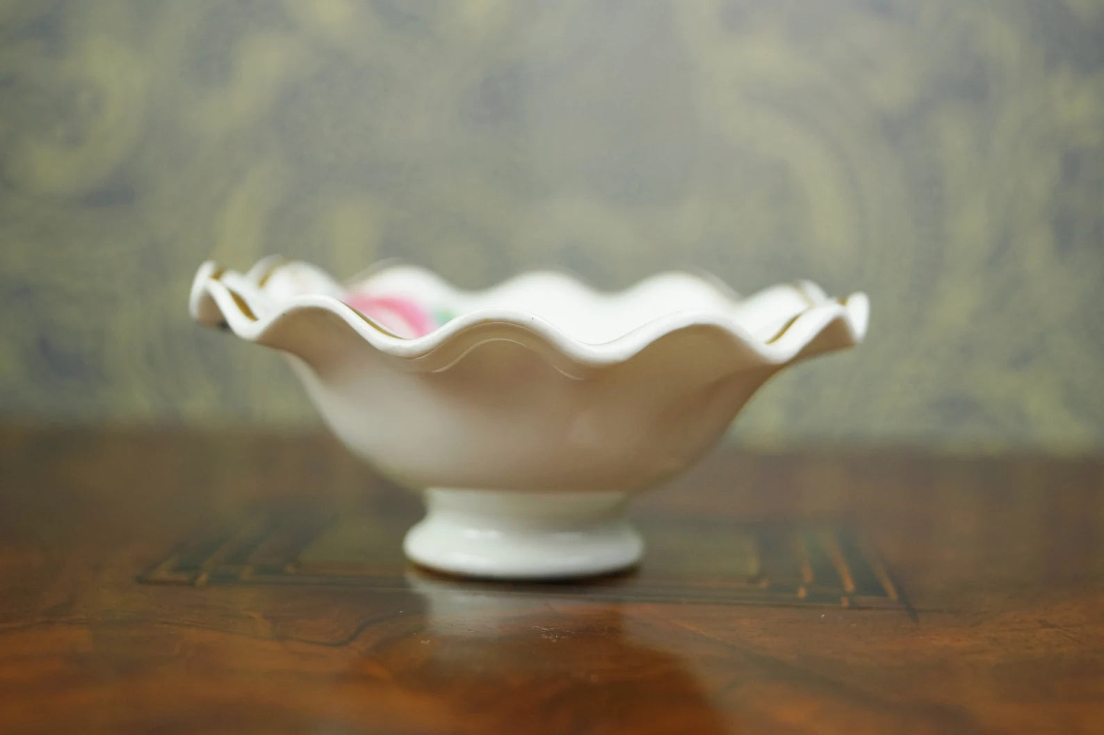 Antique 19th Century Miniature Toy Doll Fruit Bowl Pretty English Floral Porcelain AF