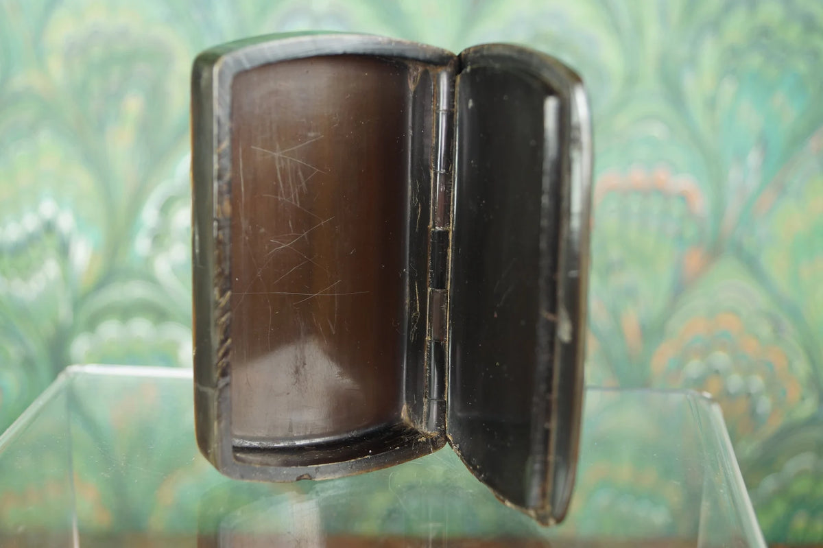 Antique 19th Century Pressed Horn Snuff Box Floral Design C 1830