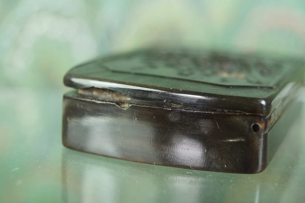 Antique 19th Century Pressed Horn Snuff Box Floral Design C 1830