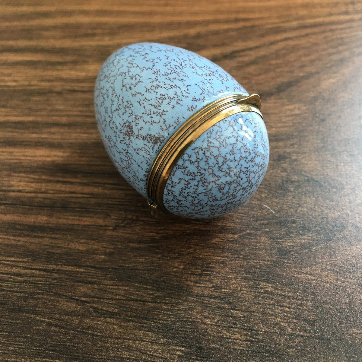 Antique Bilston Enamel Egg Bonbonniere Blue Trinket Box Circa 1780
