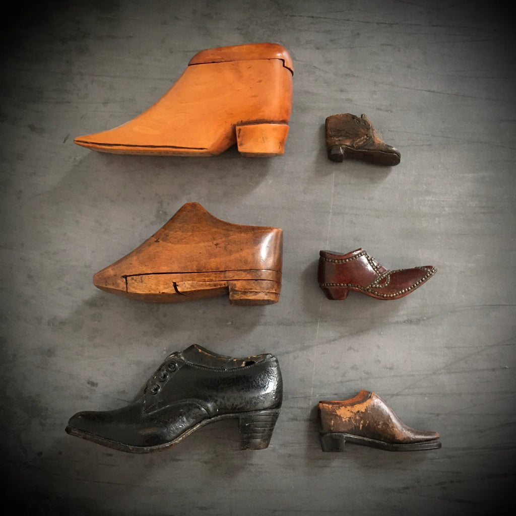 RARE English 19th Century Miniature Shoe and Last Apprentice Cordwainer Item Circa 1855