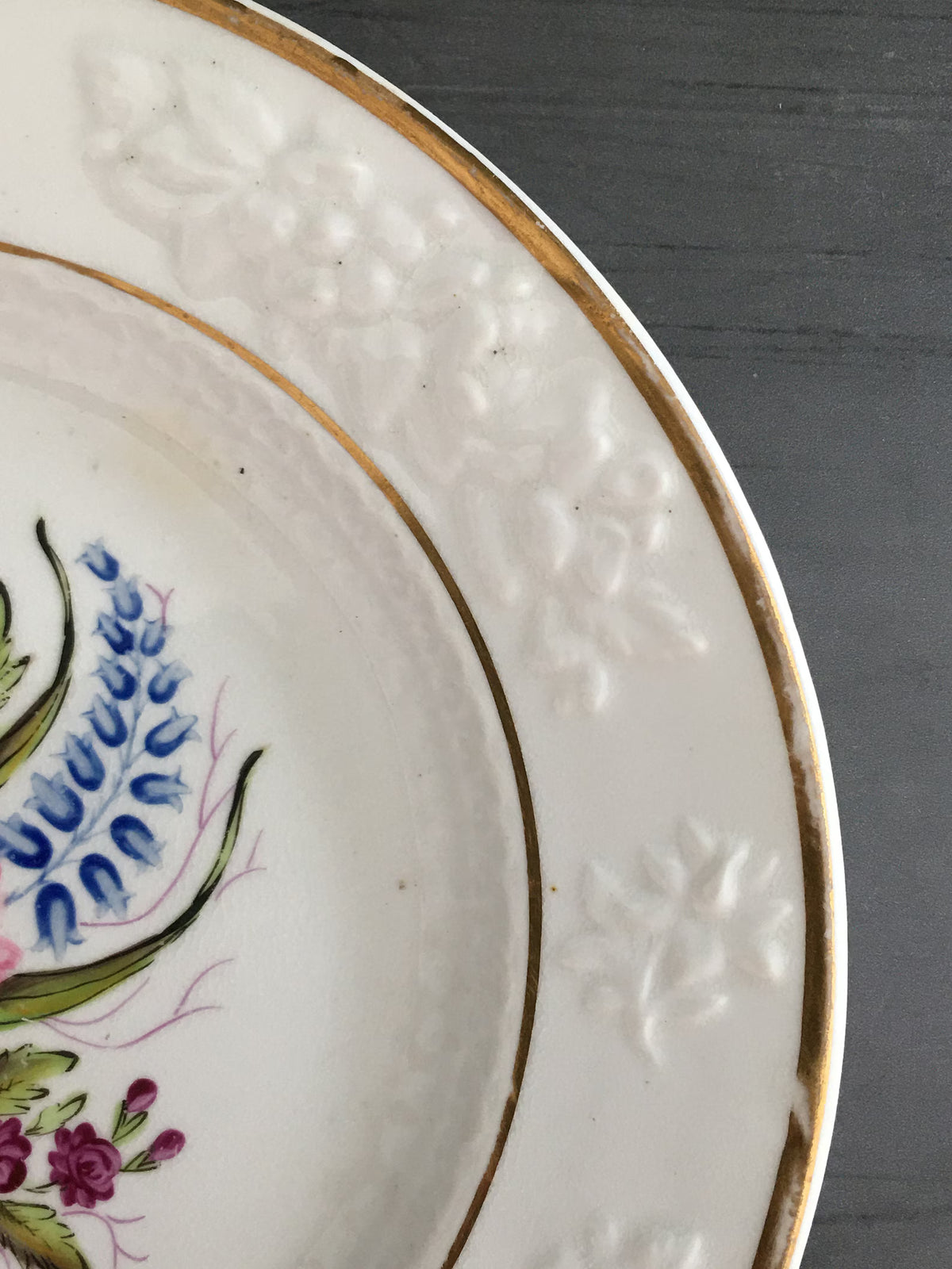 Antique Flower Plate Hand Painted Floral English Circa 1820