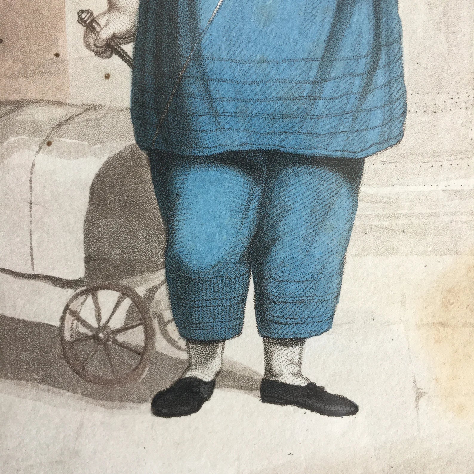Adorable Georgian Engraving Child And Pull Toy Fly Wagon by James Godby Circa 1810