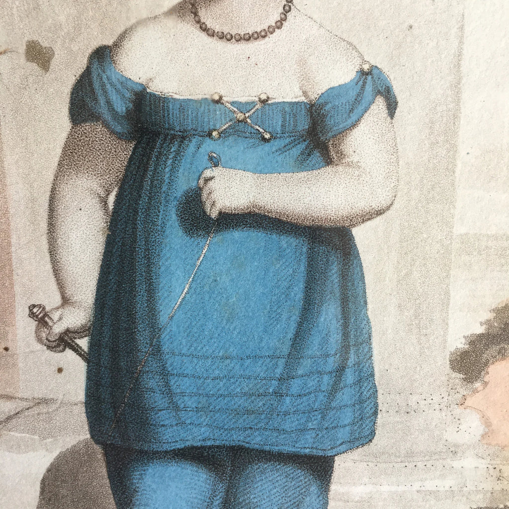 Adorable Georgian Engraving Child And Pull Toy Fly Wagon by James Godby Circa 1810
