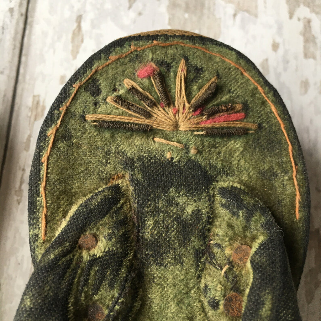 Vintage Ethnic Womens Shoes Wooden Sandals Velvet Embroidery