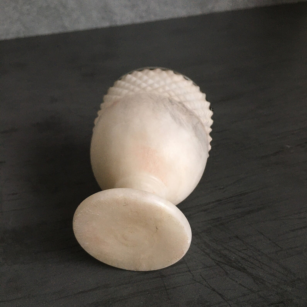 19th Century Swing Handle Alabaster Sugar Basket Sterling Silver Dated 1805