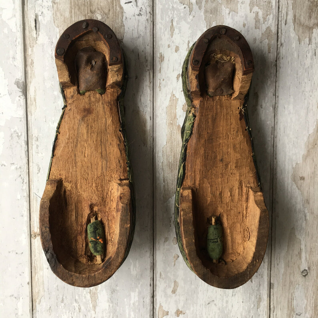 Vintage Ethnic Womens Shoes Wooden Sandals Velvet Embroidery