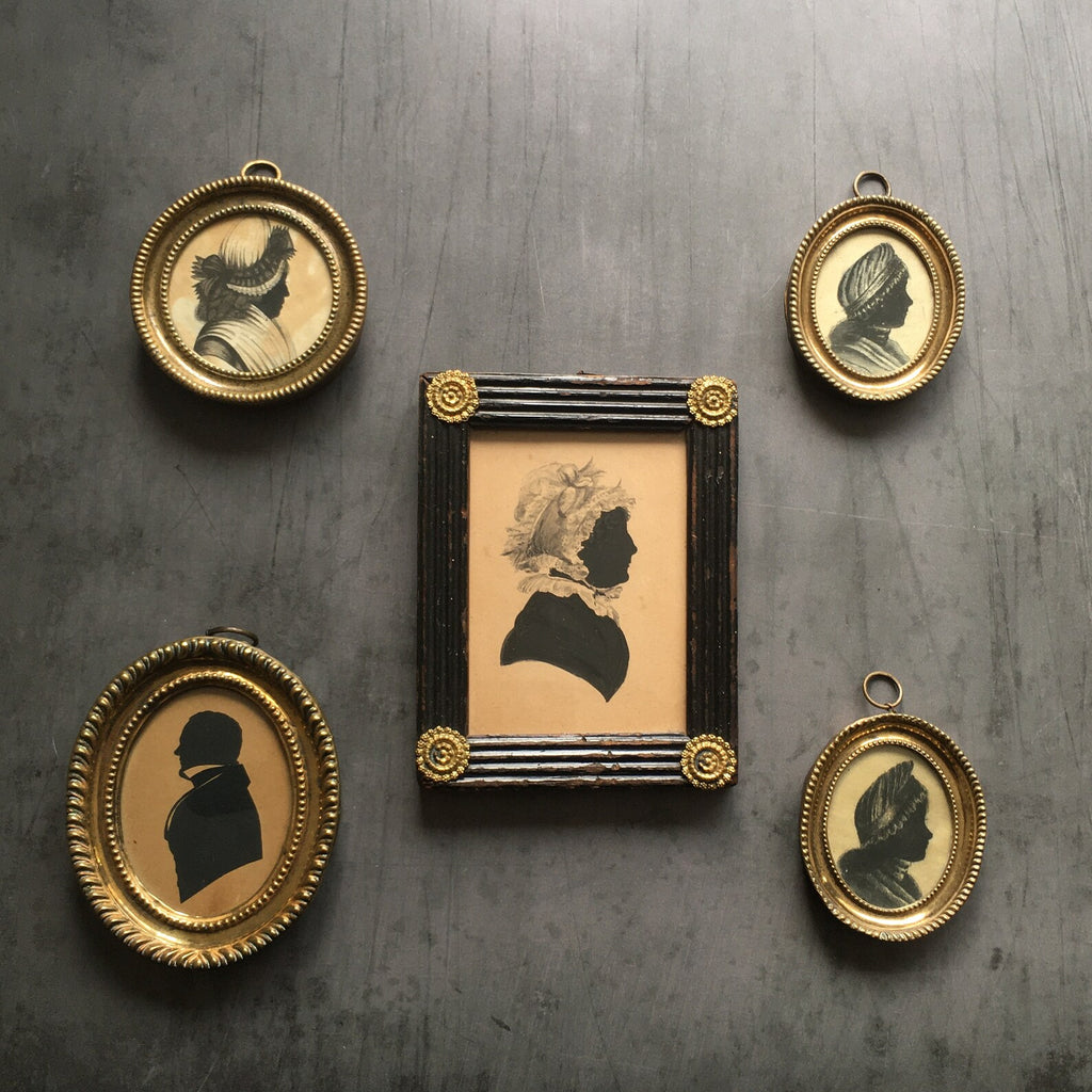 Antique Silhouette Portrait, Young Woman in Mantilla Comb, William Seville C 1830