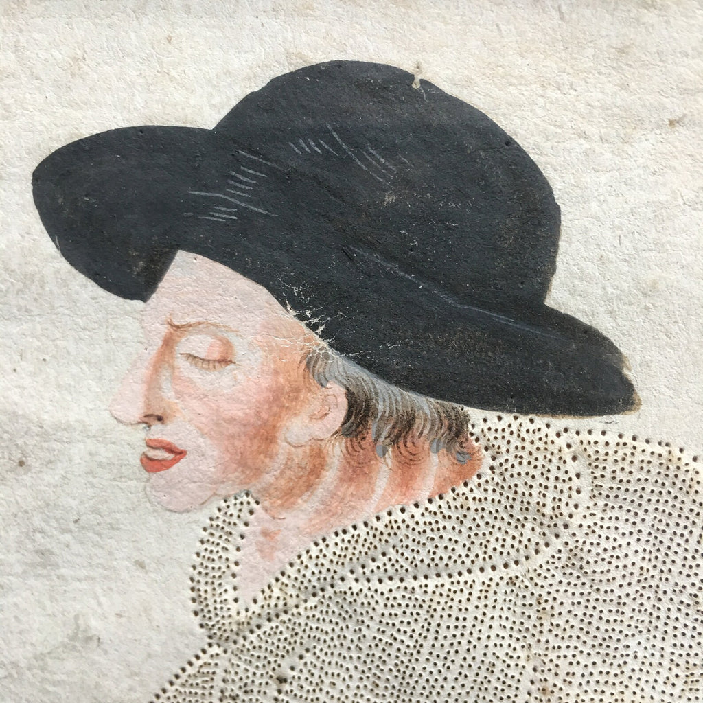 18th Century Pin Prick Picture Folk Art Painting C 1790