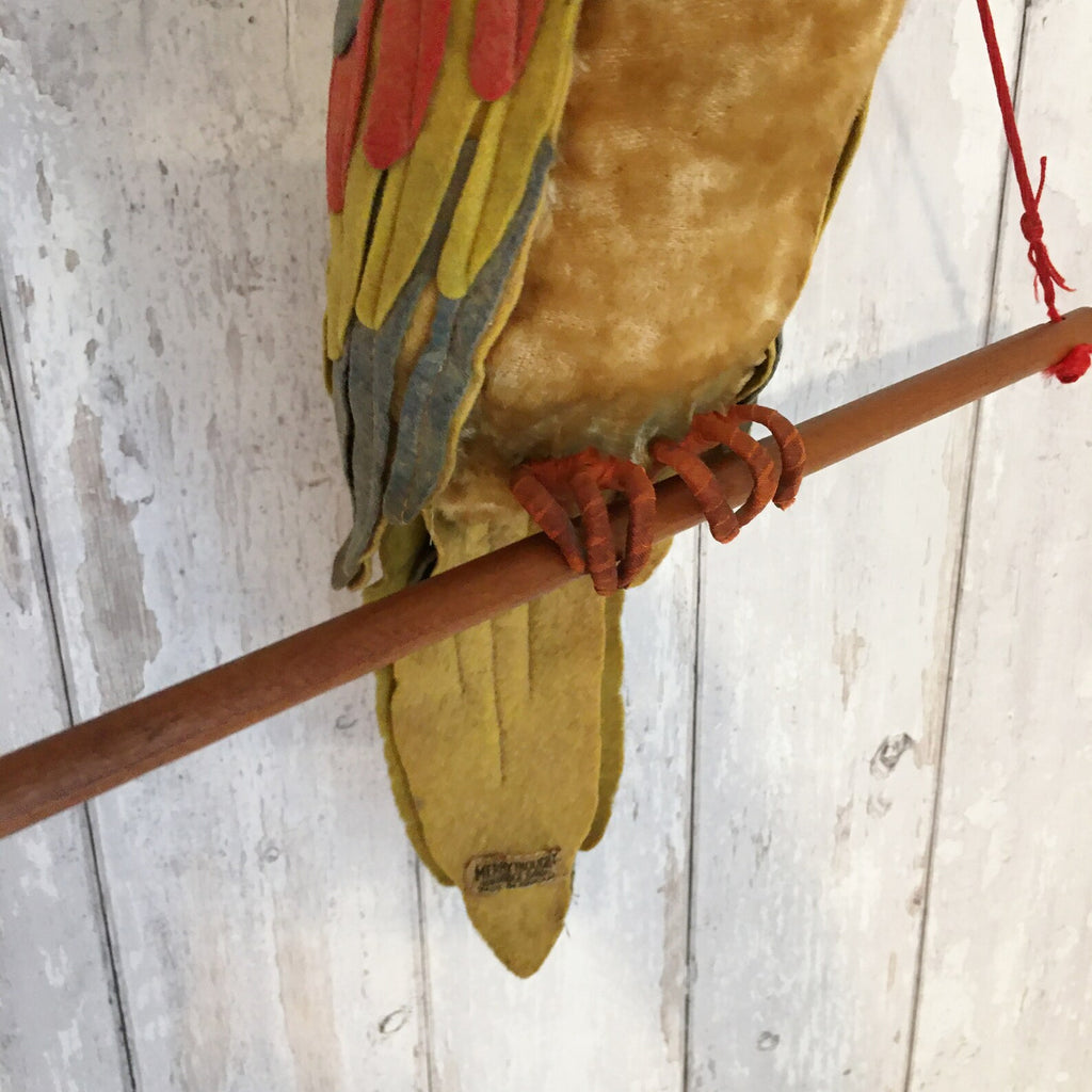 Merrythought Toy Parrot On Perch 1950s English