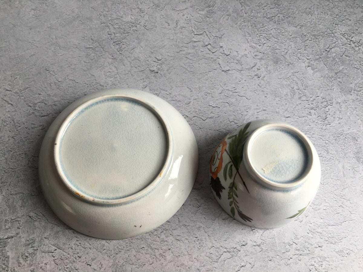1790 Pratt Ware Child's Tea Bowl & Saucer Naive Pearlware Miniature