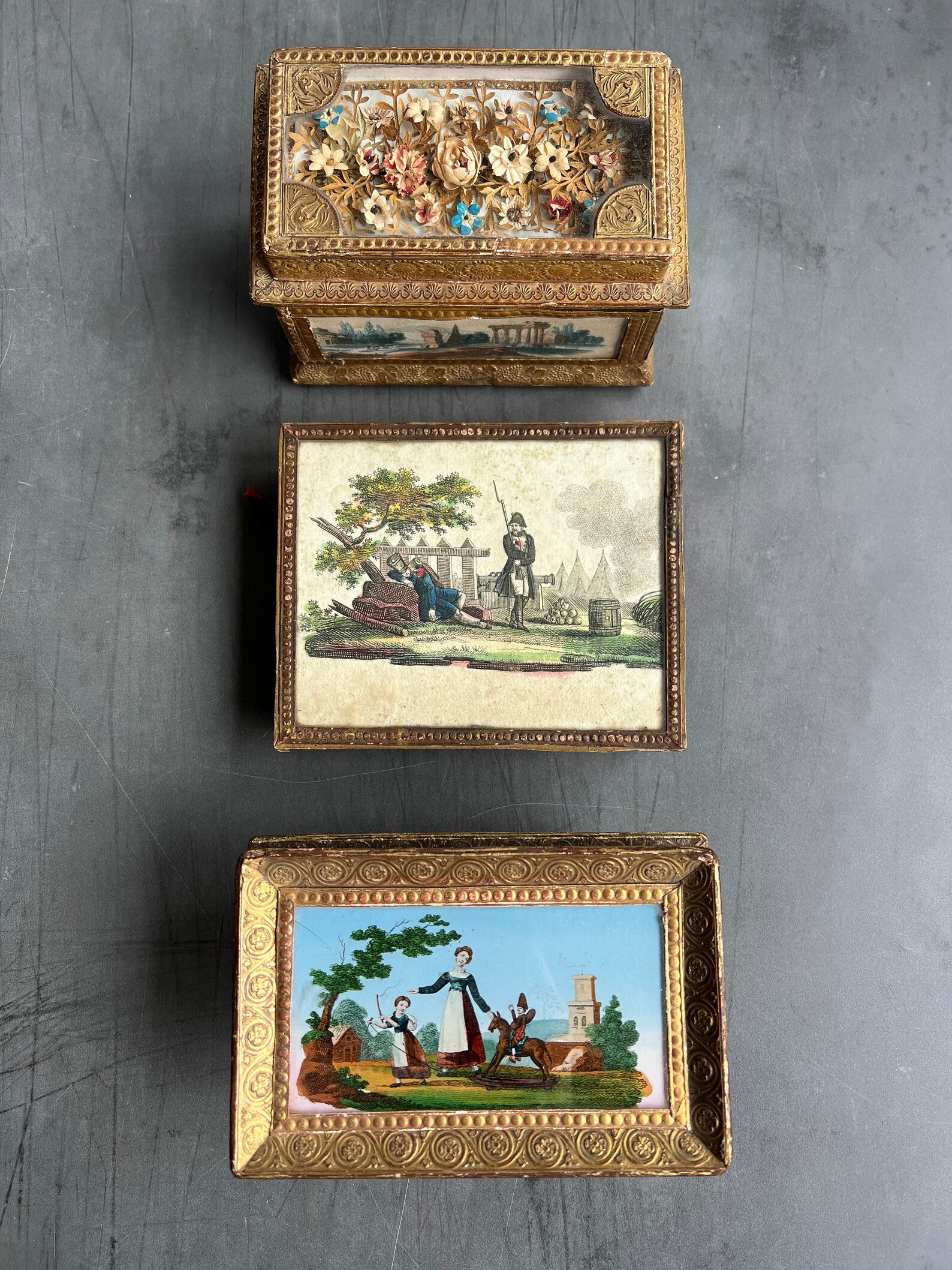 RARE Antique Dragee Box Candy Box Napoleon and Soldier Circa 1810