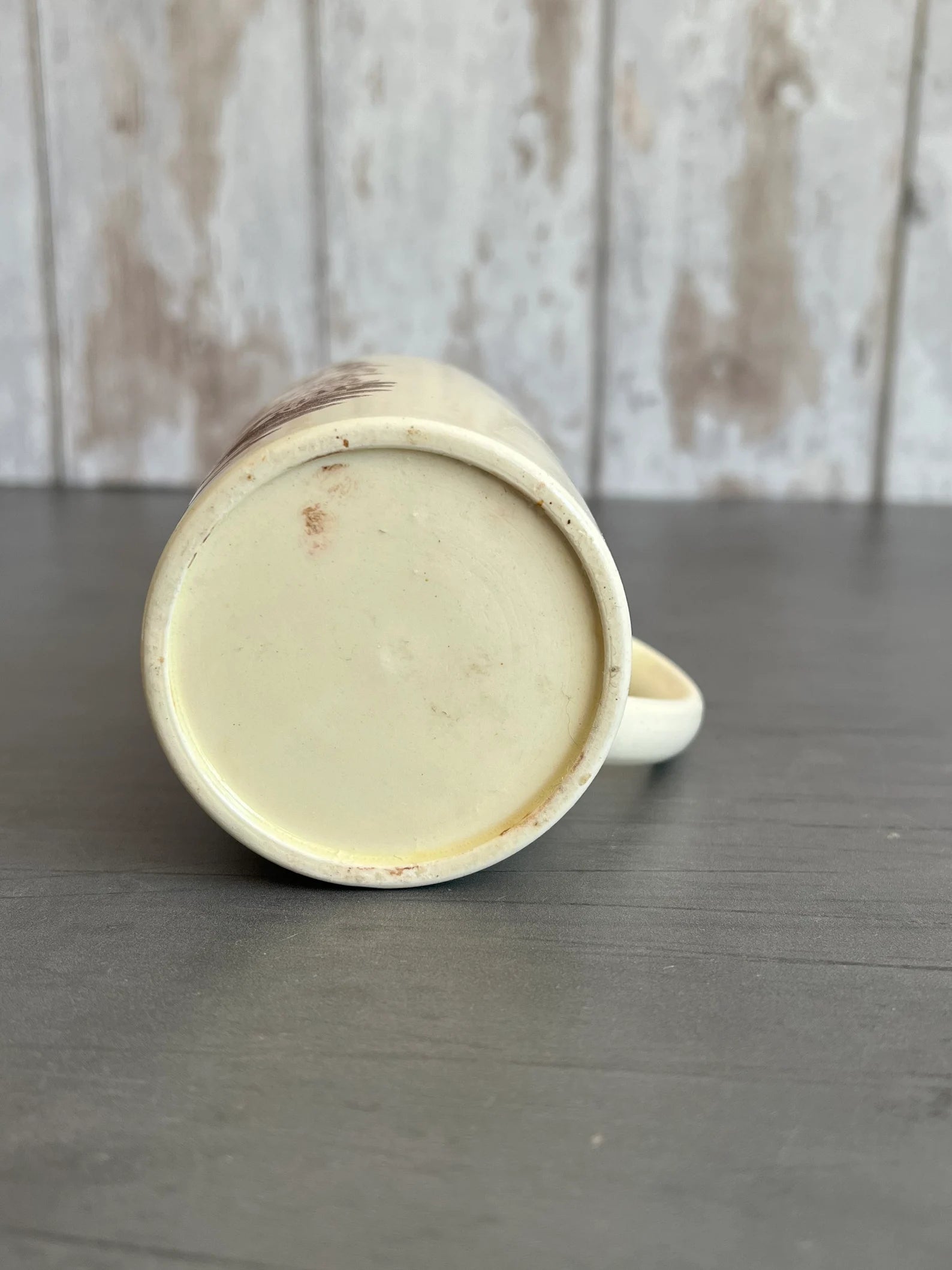 Antique Herculaneum Creamware Mug Tankard Romantic Lovers Purple Puce Transfer Printed C 1800