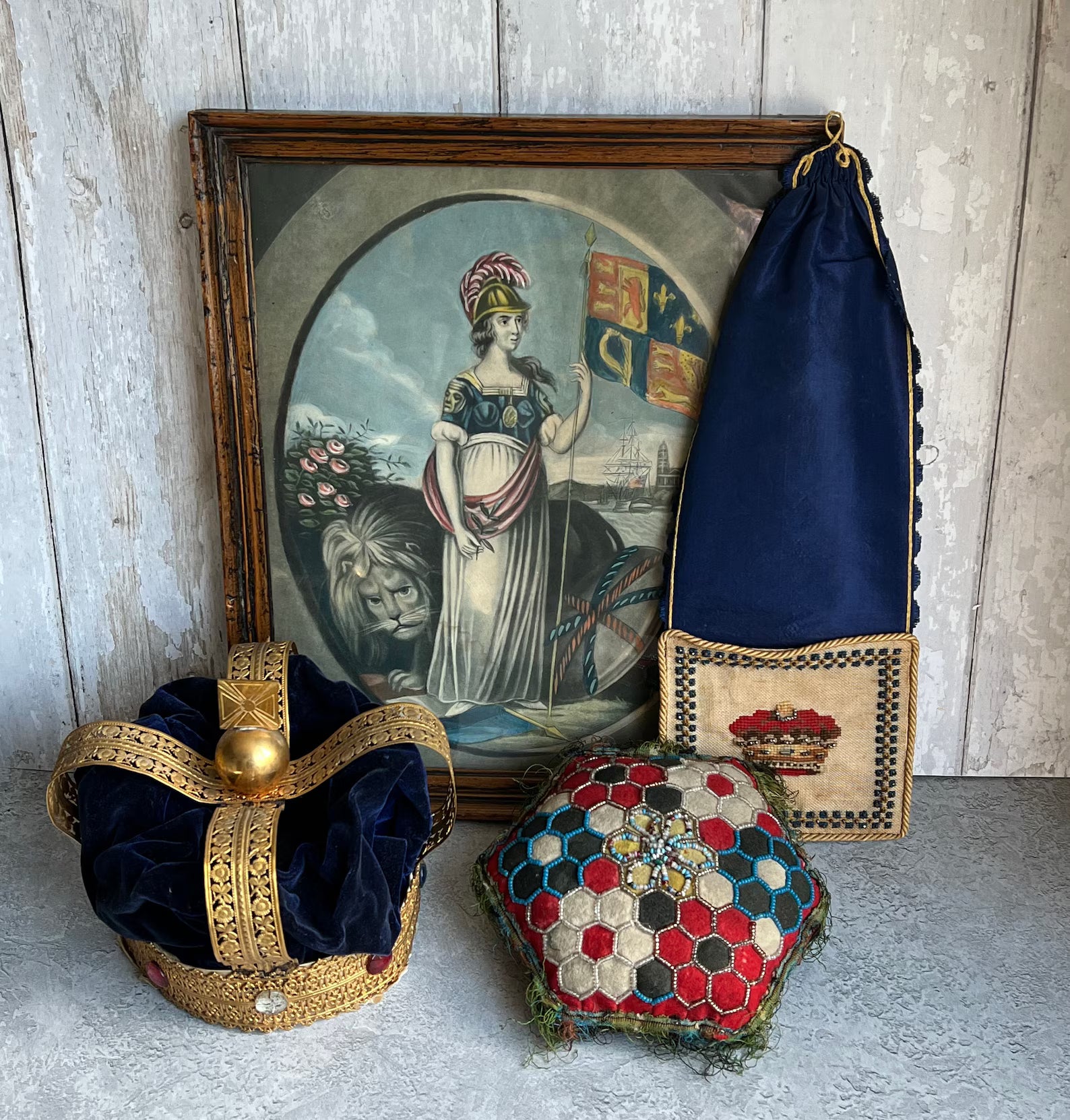 Queen Victoria Royal Needlework Needlepoint Wall Pocket 1887 Golden Jubilee
