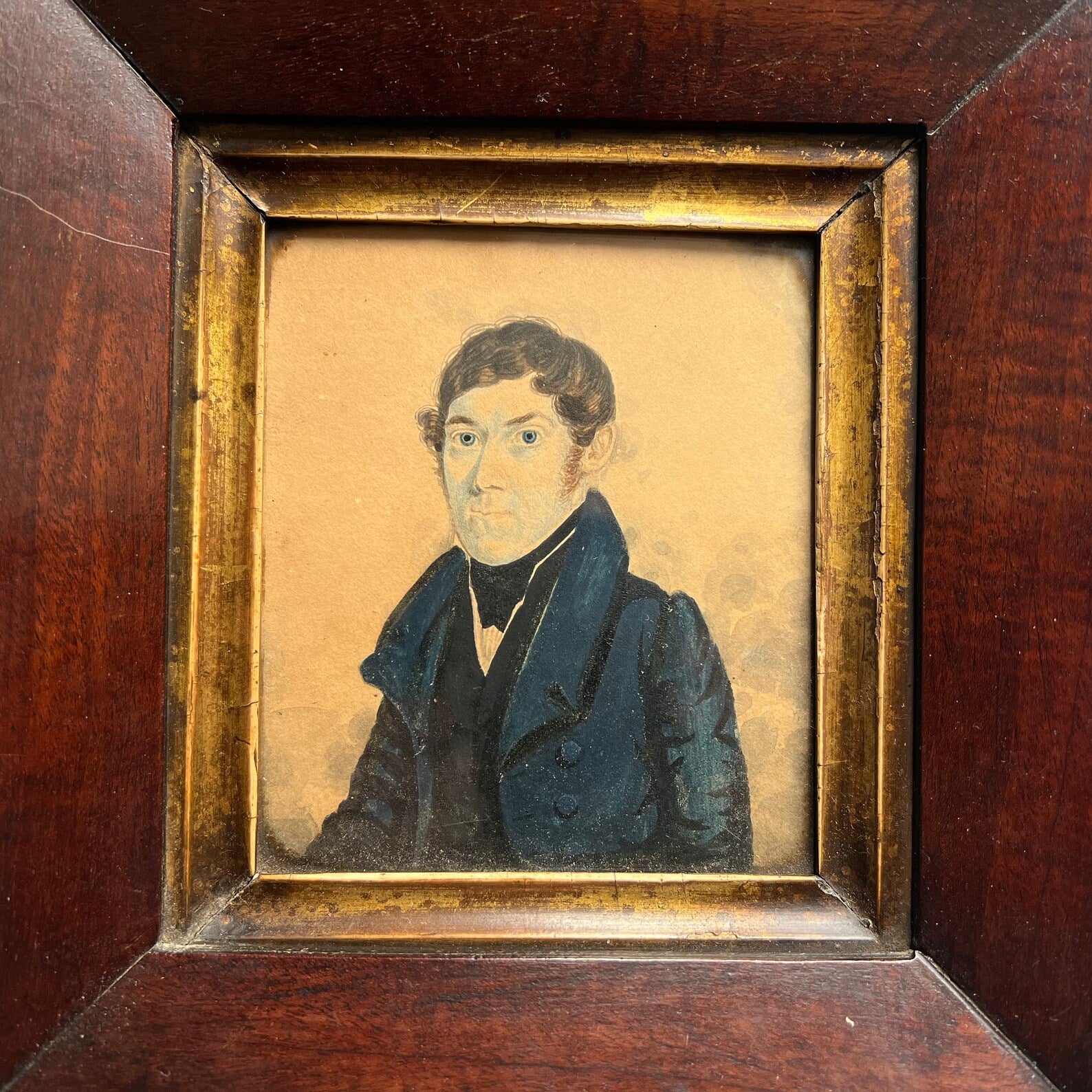 19th Century Folk Art Painting Portrait Miniature Naïve School Circa 1810