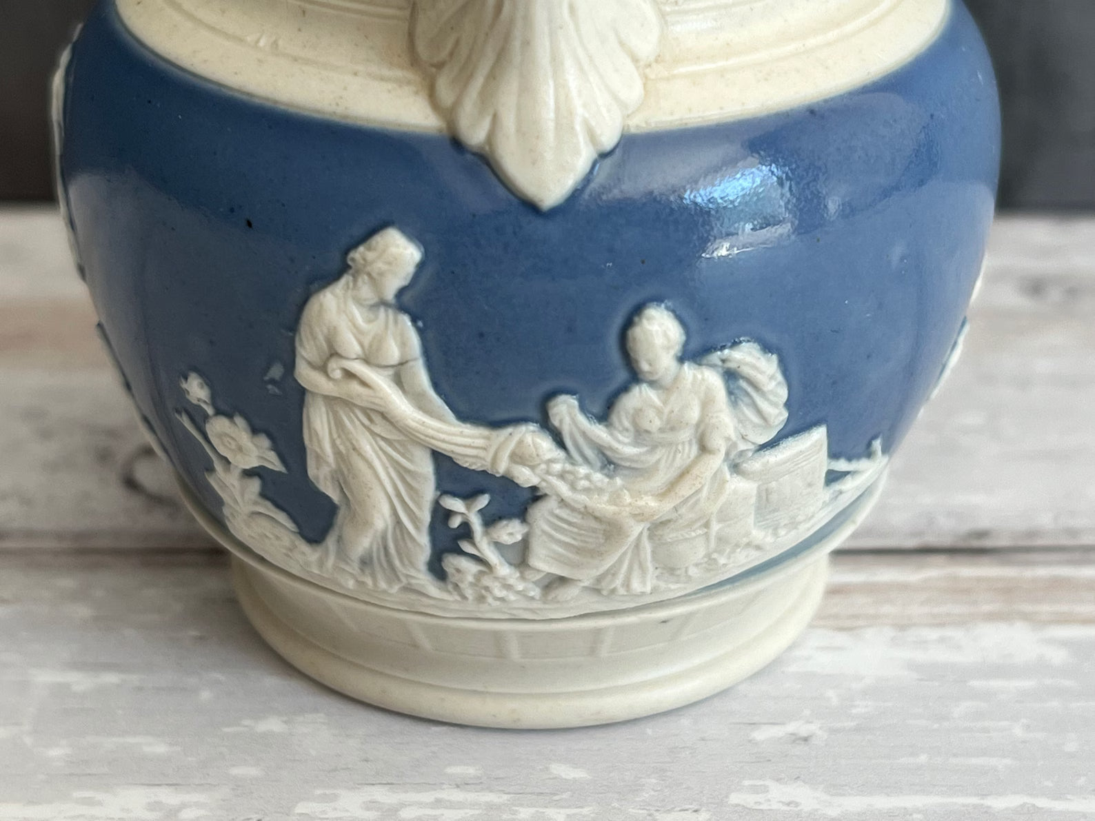 Antique Miniature Jug Chetham & Woolley Putto and Dogs Design Staffordshire England