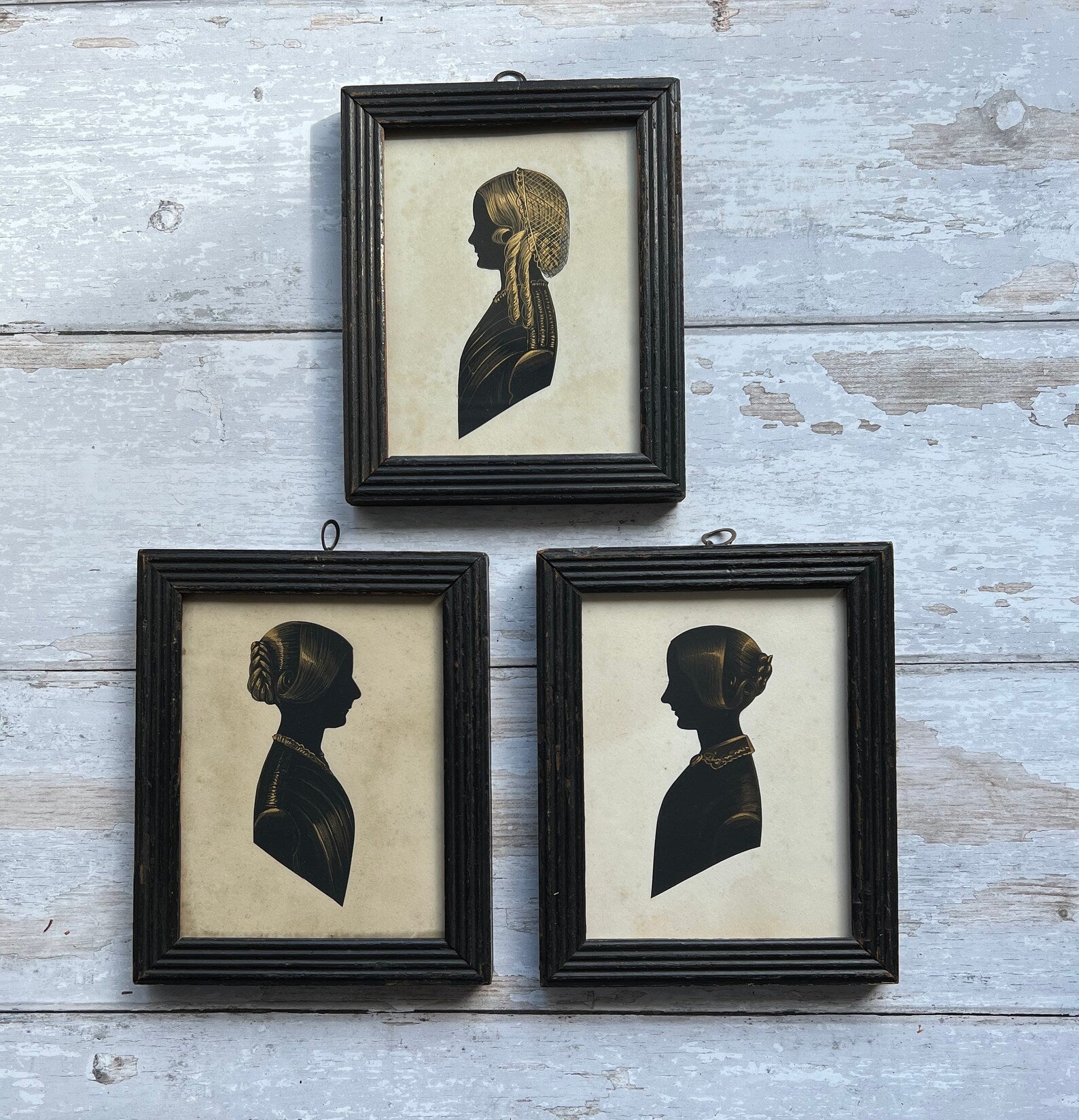Antique Portrait Silhouette By Merryweather Young Lady With Braided Plait C 1840s