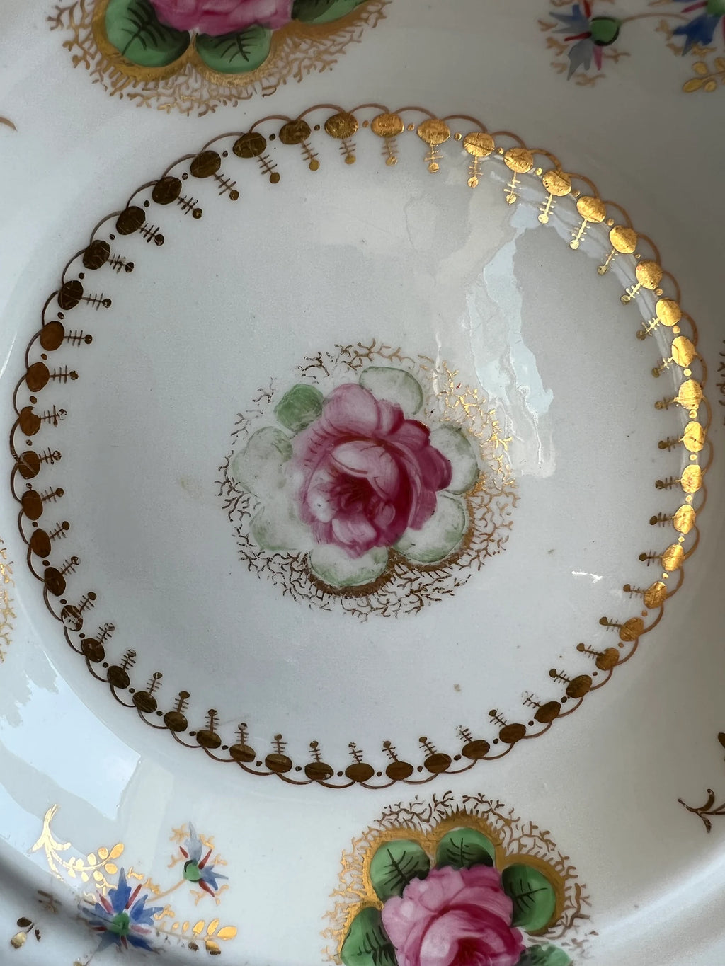 Antique Georgian Porcelain Dessert Dish Billingsley Roses Thomas Goode Retailer