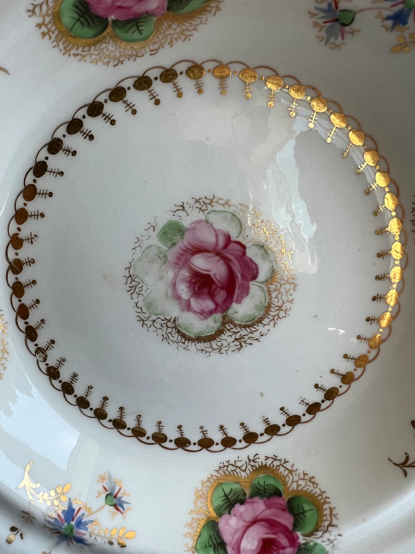 Antique Georgian Porcelain Dessert Dish Billingsley Roses Thomas Goode Retailer