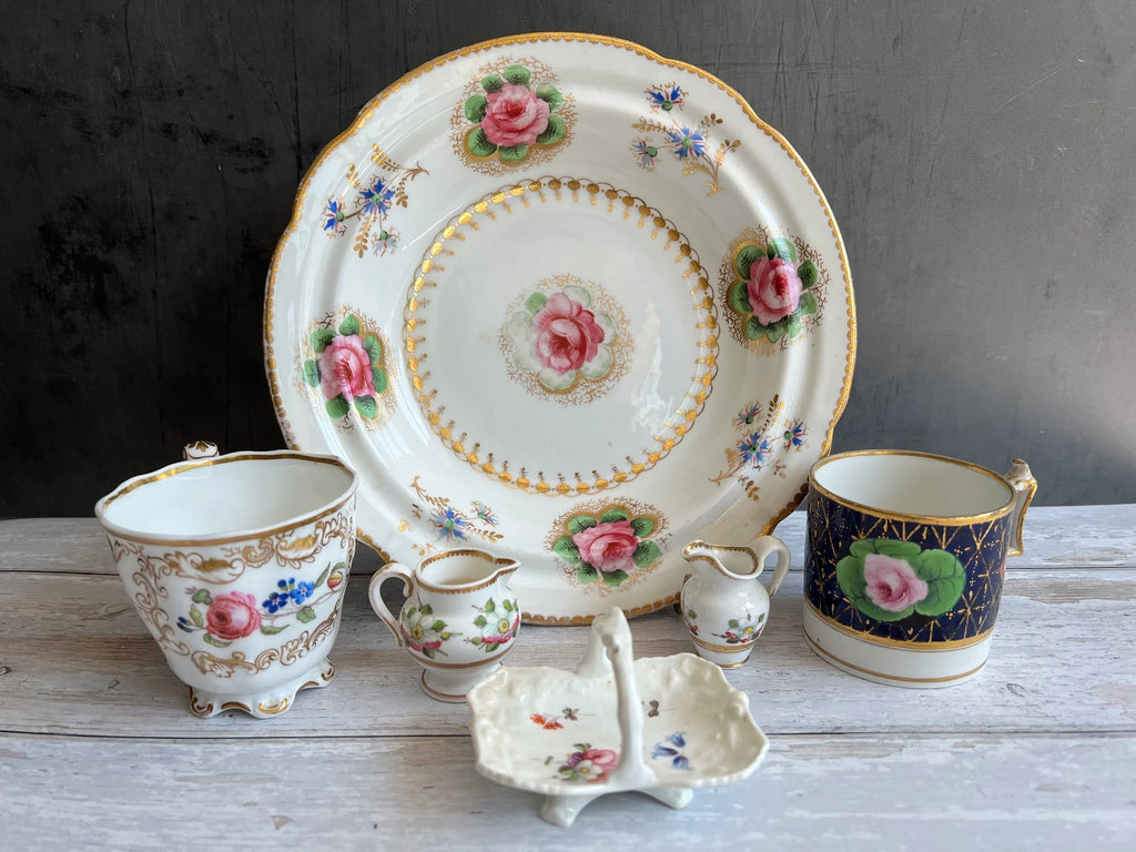 Antique Georgian Porcelain Dessert Dish Billingsley Roses Thomas Goode Retailer