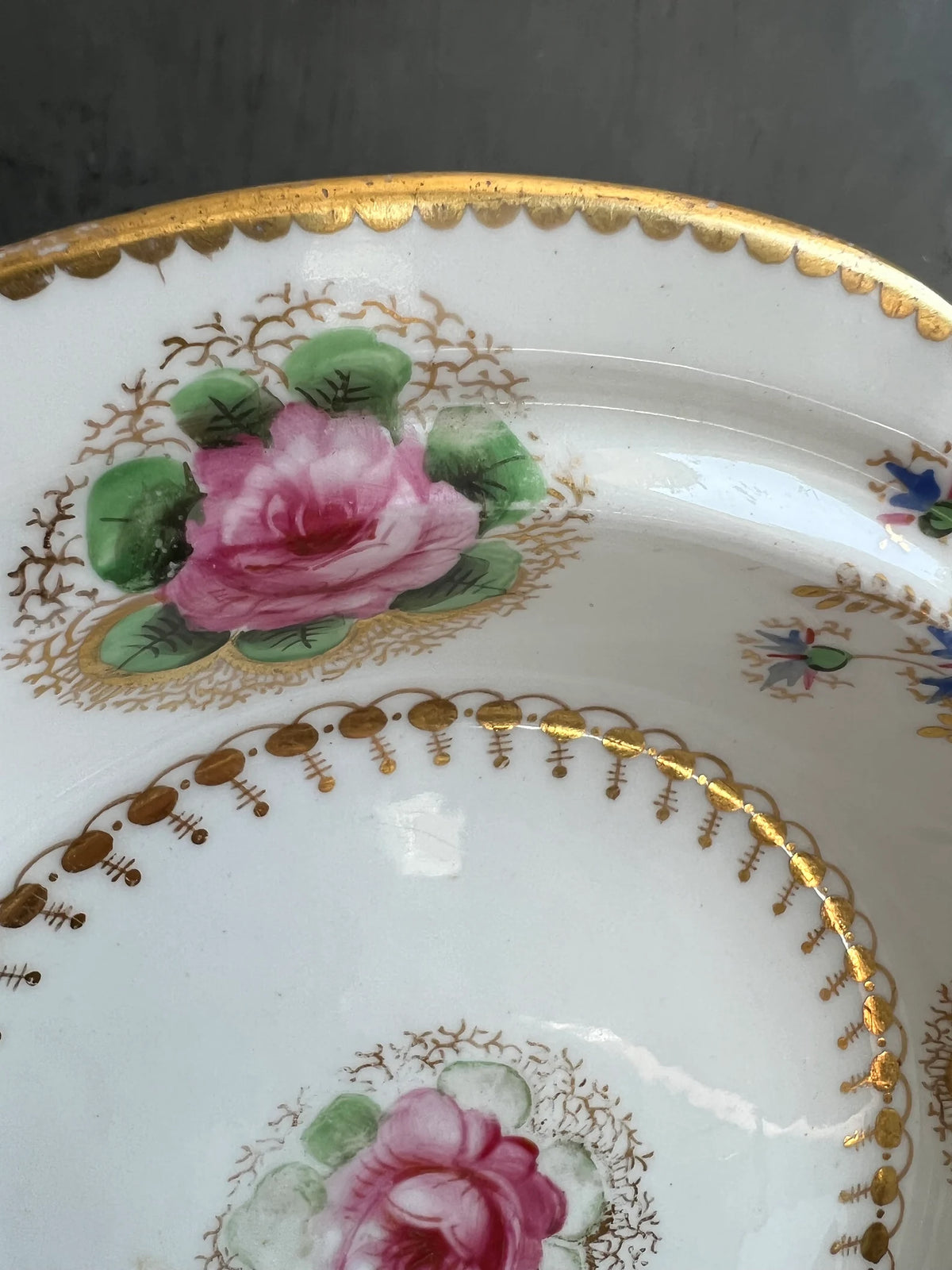 Antique Georgian Porcelain Dessert Dish Billingsley Roses Thomas Goode Retailer
