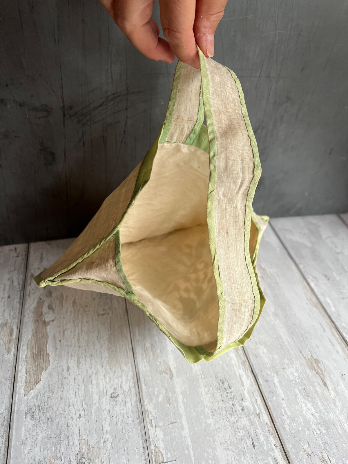 Rare Original 1920s Handbag Lantern Shape Chilli Pepper Vegetable Appliqué Pina Cloth Art Deco