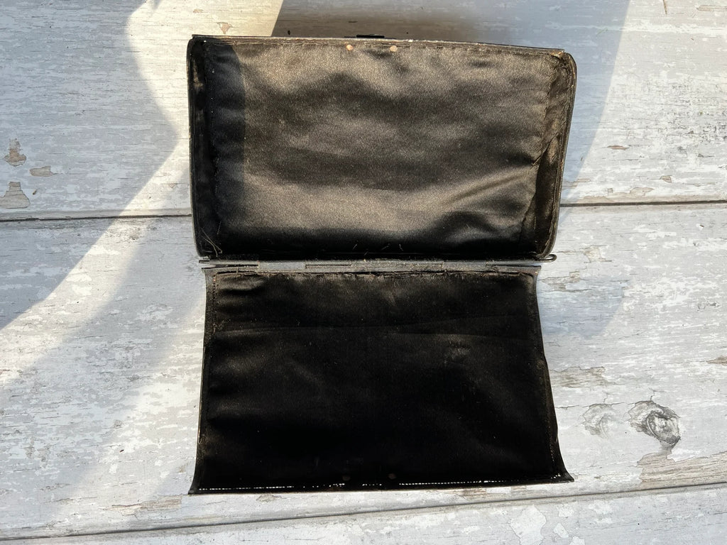 Georgian Needlepoint Mourning Case Beaded Floral Wallet 1830s