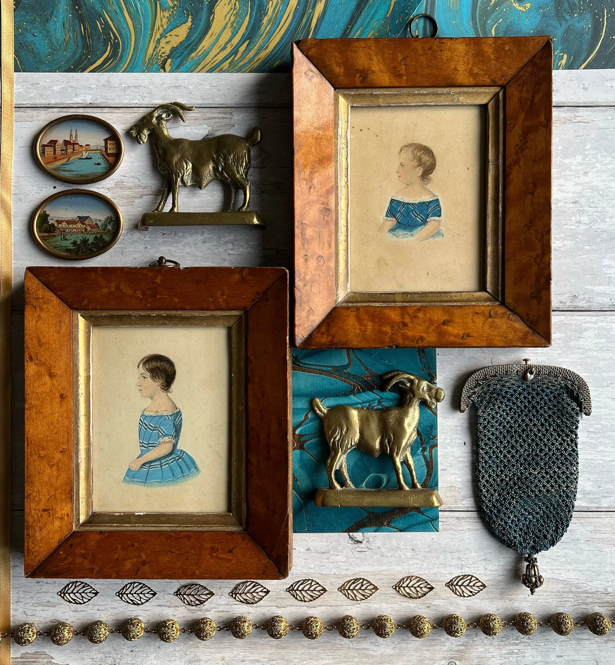 Antique Folk Art Painting Child Portrait Circa 1835