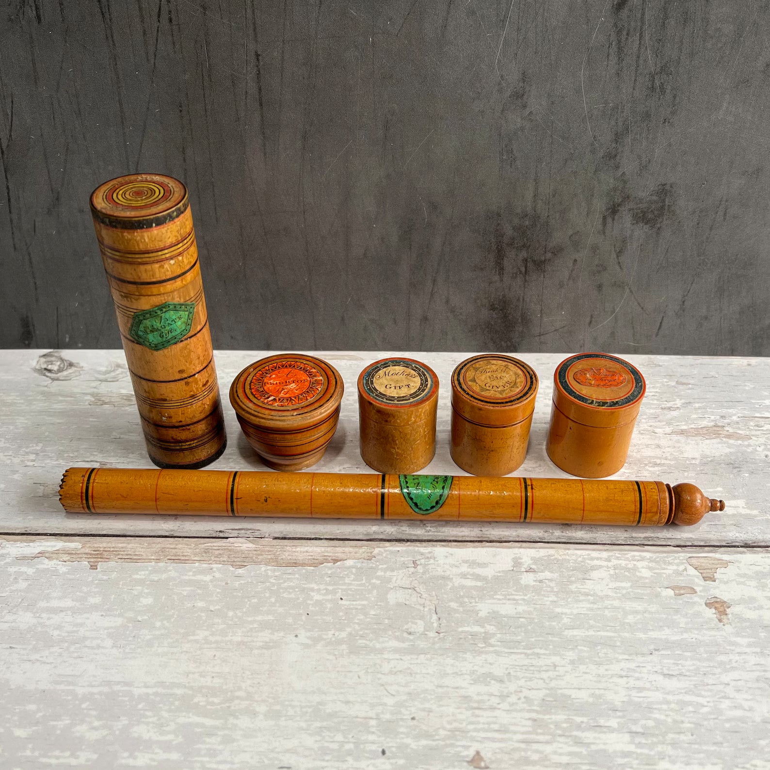 Early Regency Tunbridge Ware Penner Painted Whitewood Souvenir Of Margate Gift C 1820