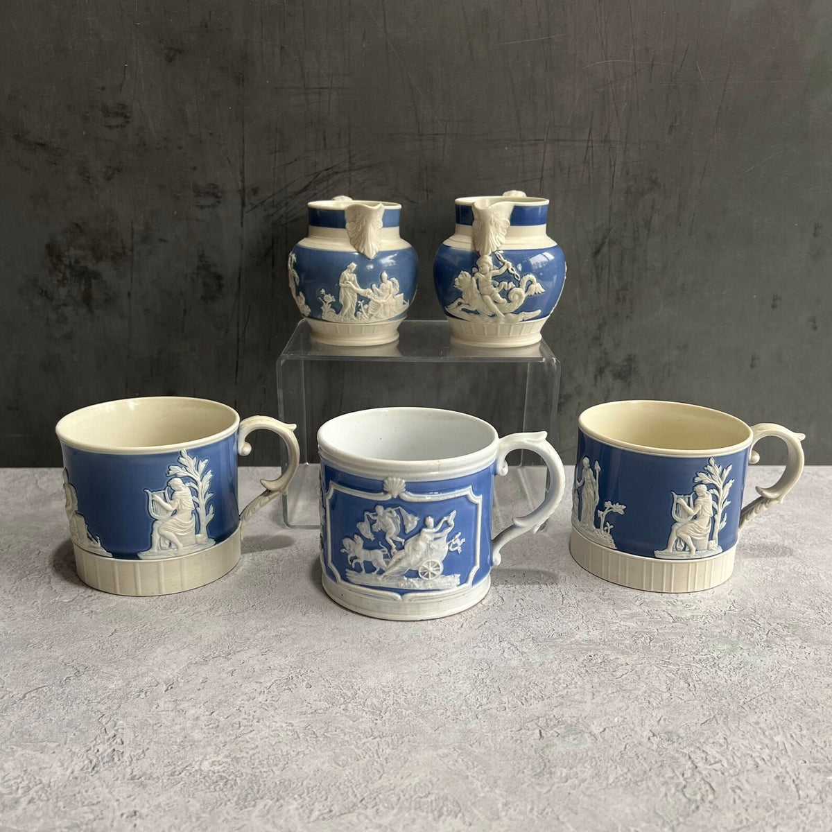 Antique Mug Job Ridgway & Sons Classical Sprigged Blue And White C 1820