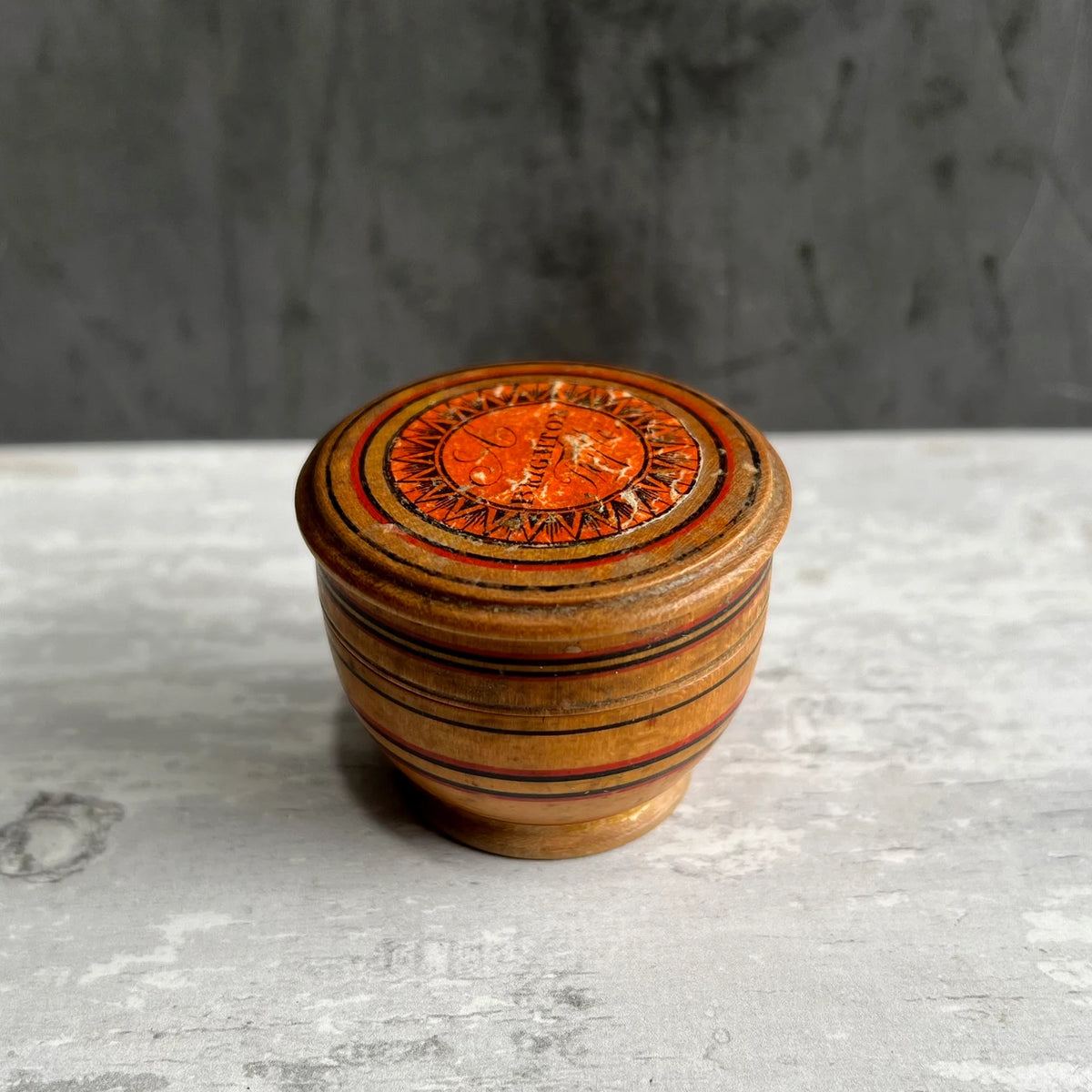 Rare 1820s Tunbridge Ware Rouge Pot A Brighton Trifle Treen