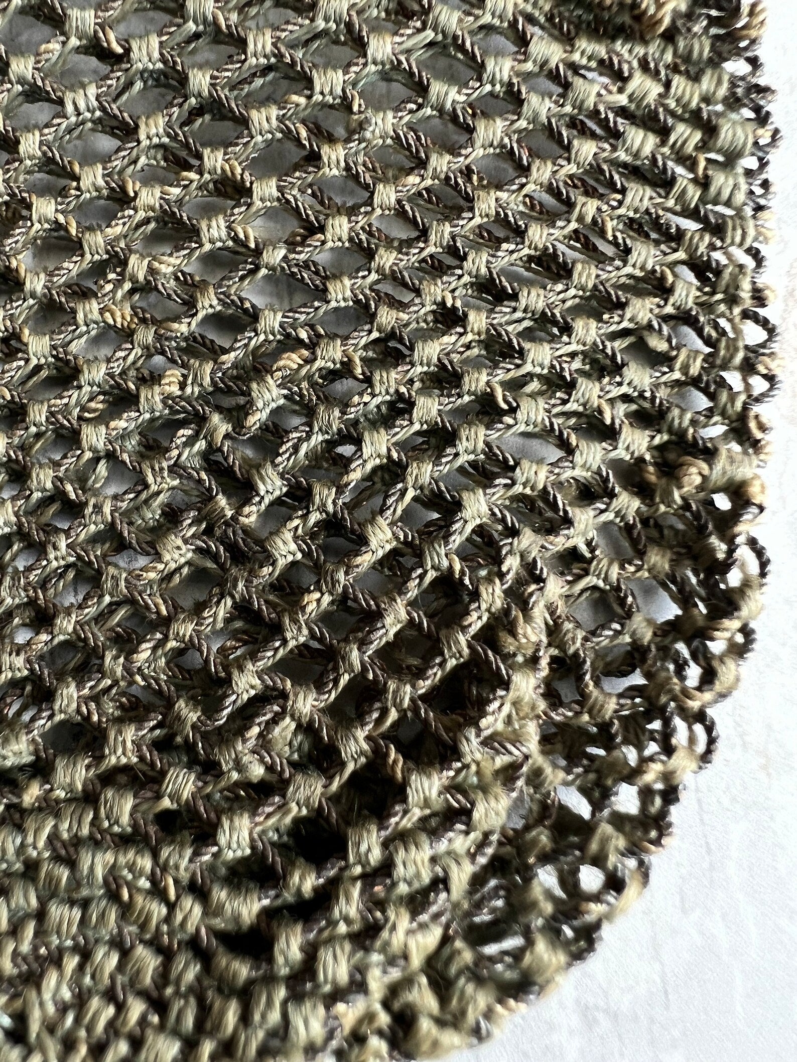 Georgian Purse Netted Sea Green and Silver Thread Cut Steel Frame Circa 1820
