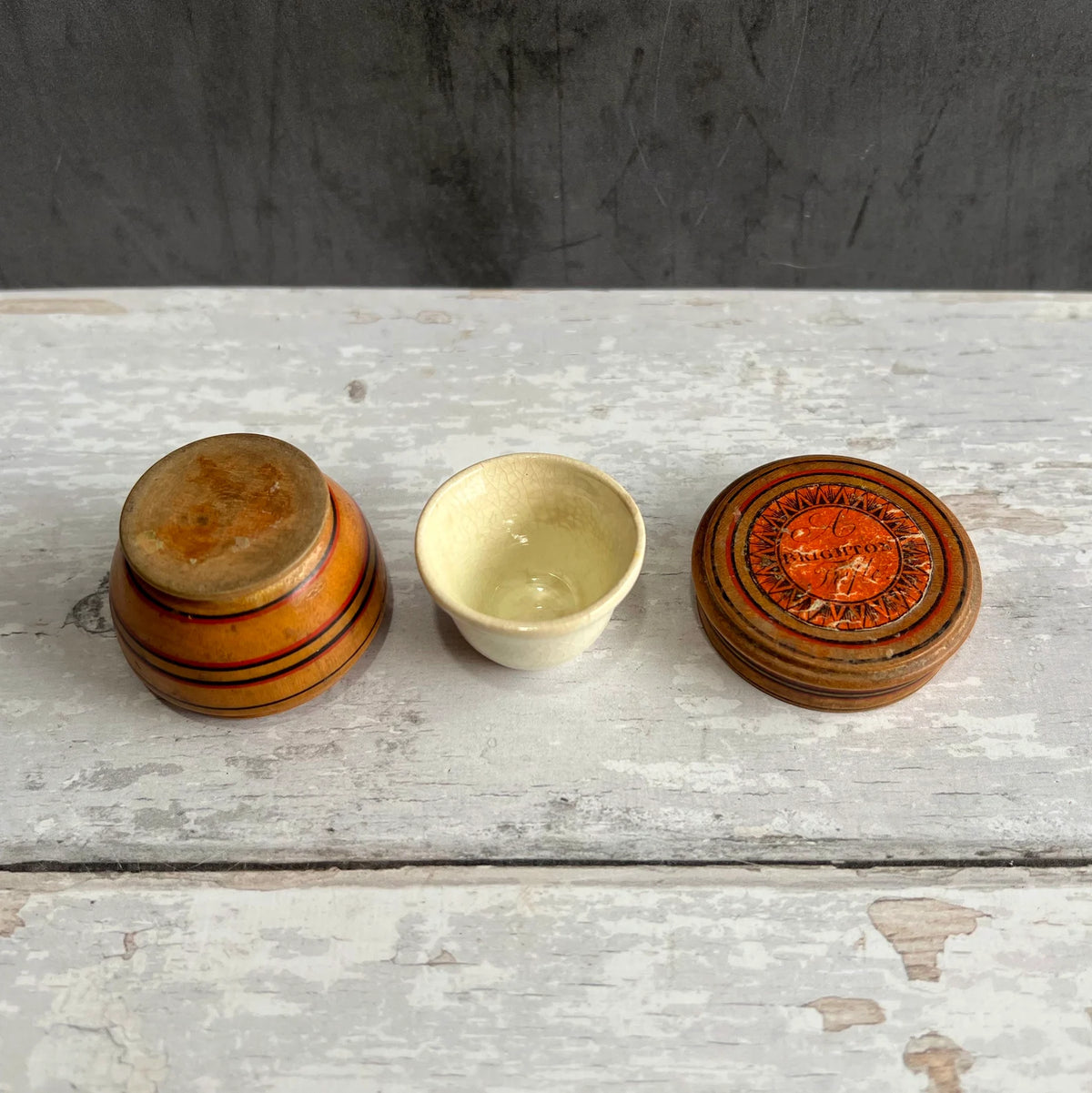 Rare 1820s Tunbridge Ware Rouge Pot A Brighton Trifle Treen