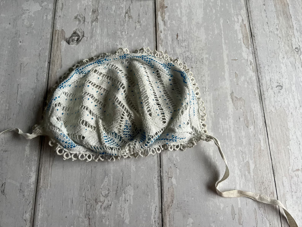 Georgian Childrens Beadwork Cap Knitted Beaded Infants Bonnet Circa 1830