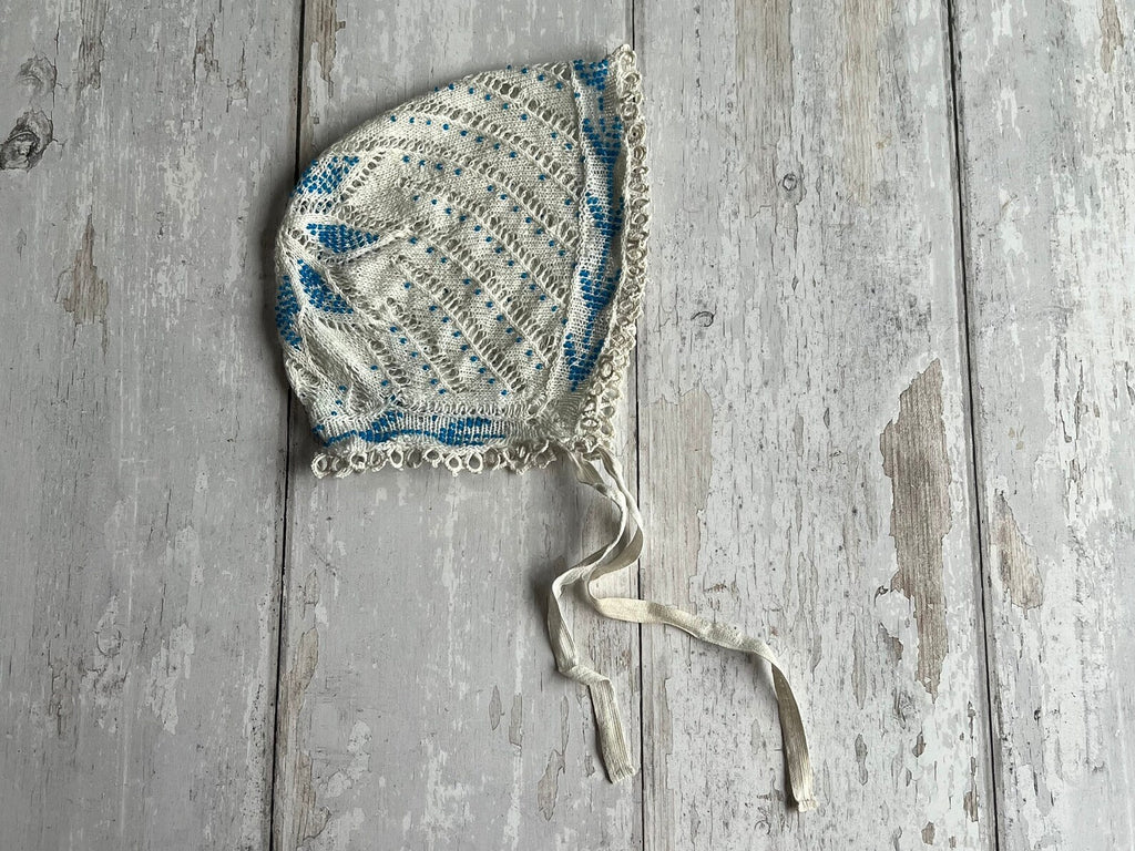 Georgian Childrens Beadwork Cap Knitted Beaded Infants Bonnet Circa 1830