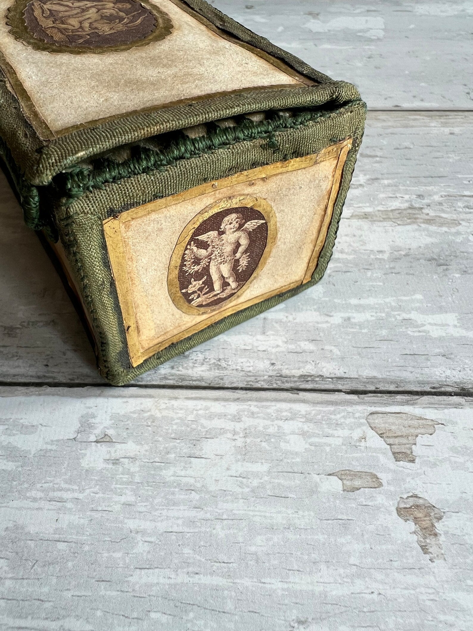 Antique Georgian Miniature Sewing Etui Vellum Sewing Box Marriage Gift Circa 1780