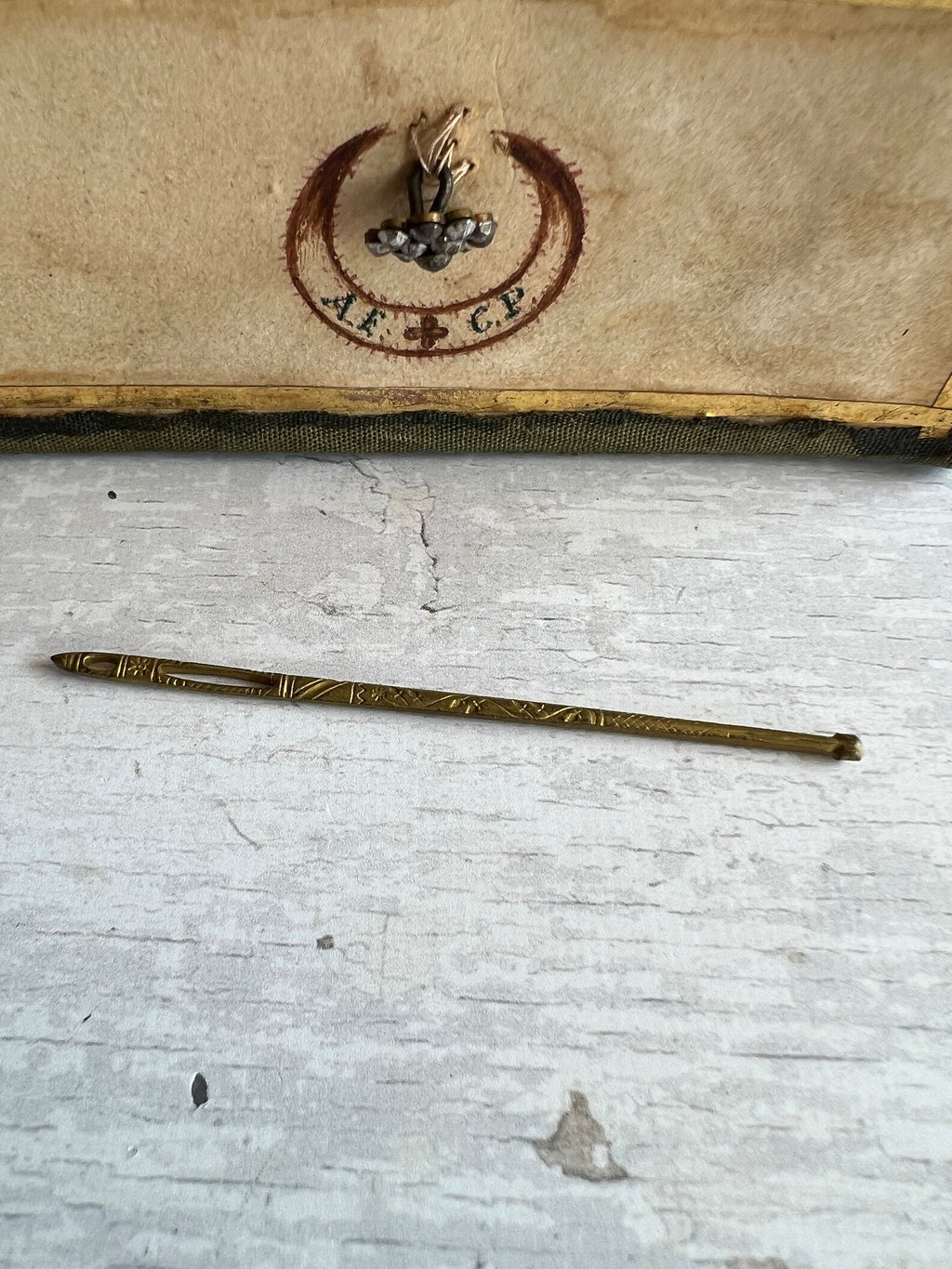 Antique Georgian Miniature Sewing Etui Vellum Sewing Box Marriage Gift Circa 1780