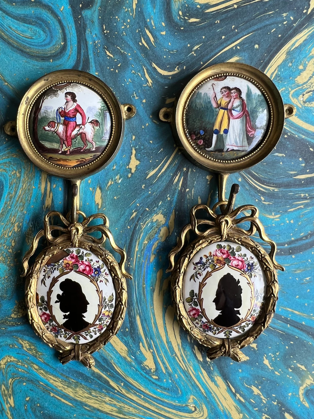 Rare 18th Century Miniature Painting on Enamel PAIR C 1780