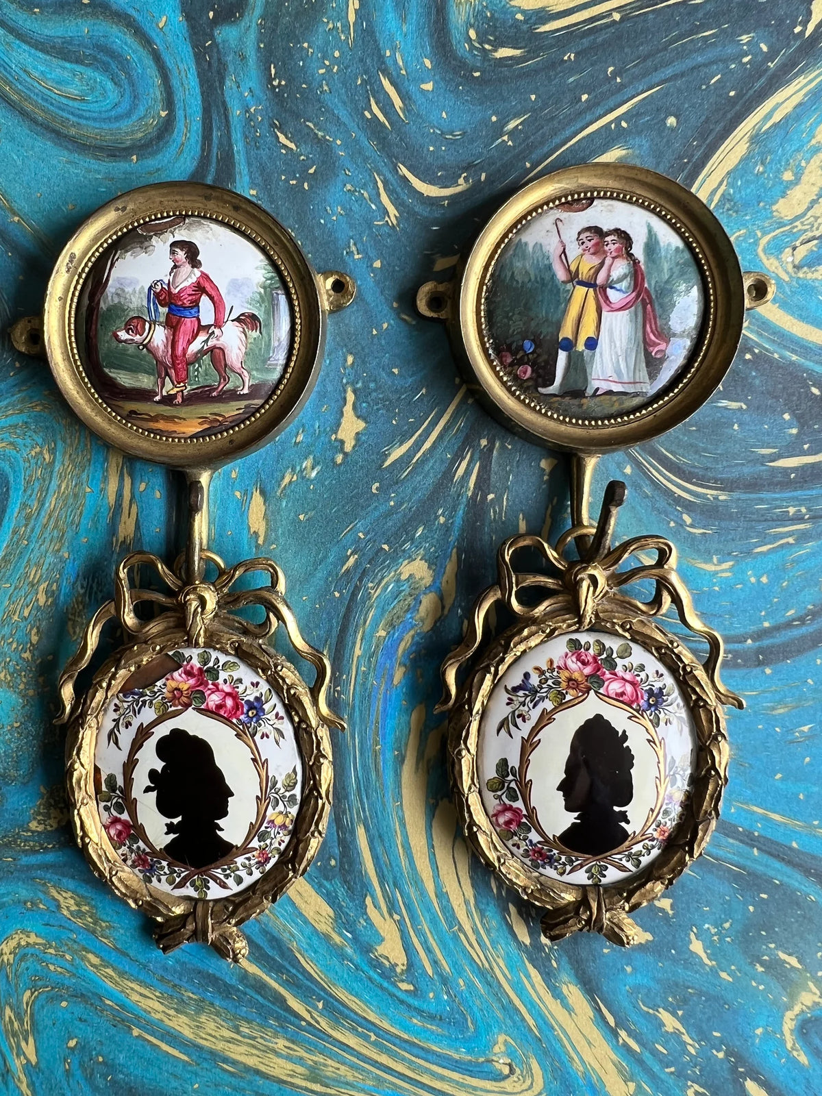 Rare 18th Century Miniature Painting on Enamel PAIR C 1780