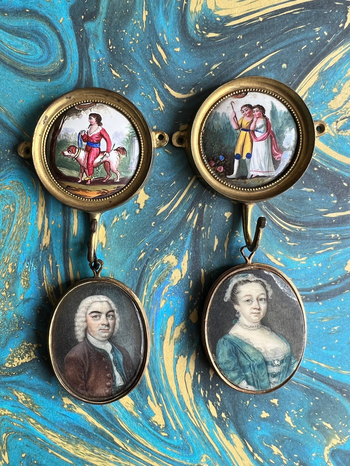 Rare 18th Century Miniature Painting on Enamel PAIR C 1780