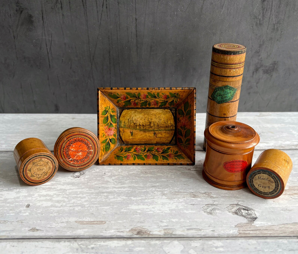Rare 19th Century Regency Tunbridge Ware Scent Bottle Box A Brighton Gift Whitewood C 1820