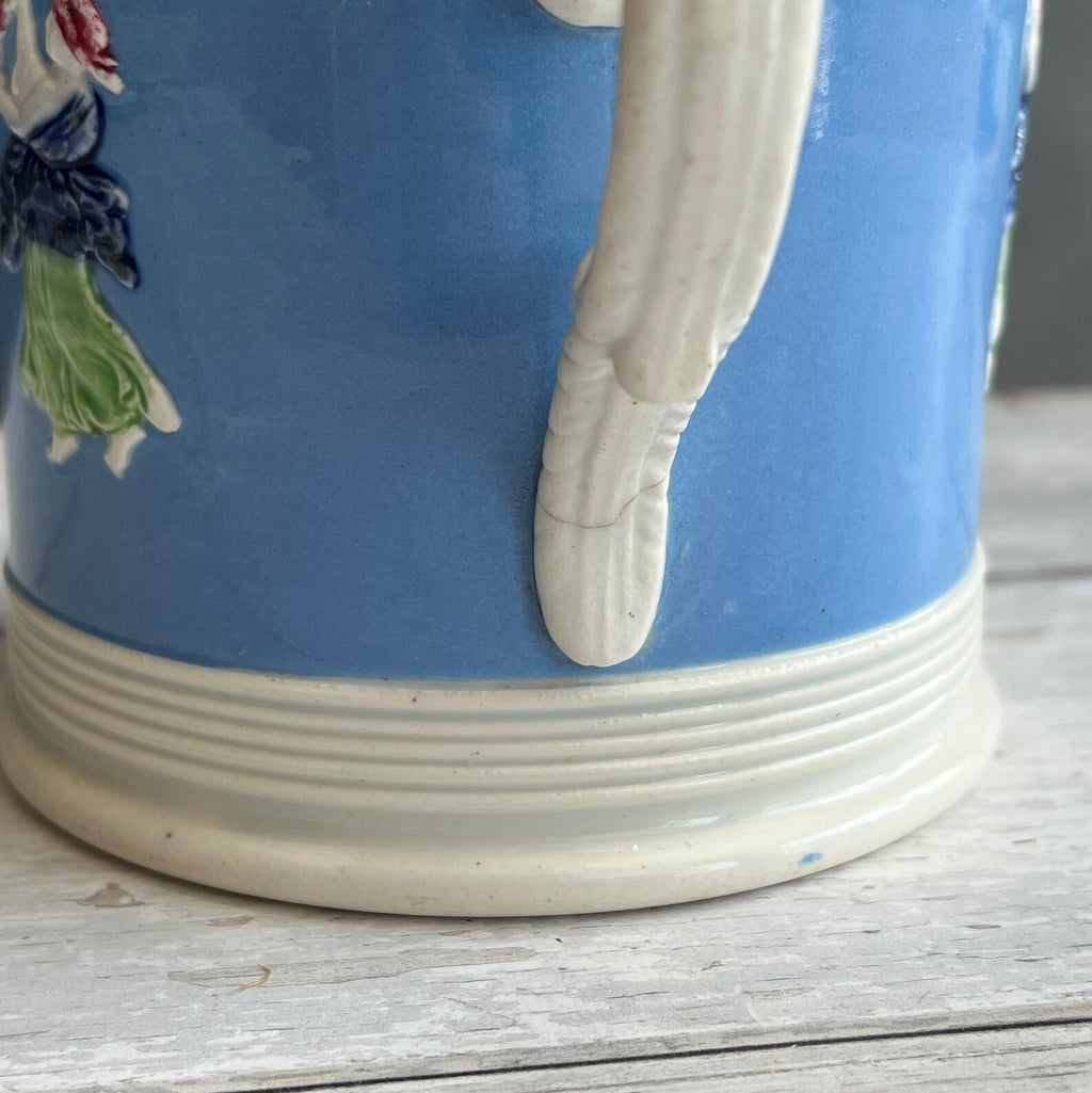 RARE 19th Century Large Dog Sprigged Mug Classical Figures C 1840