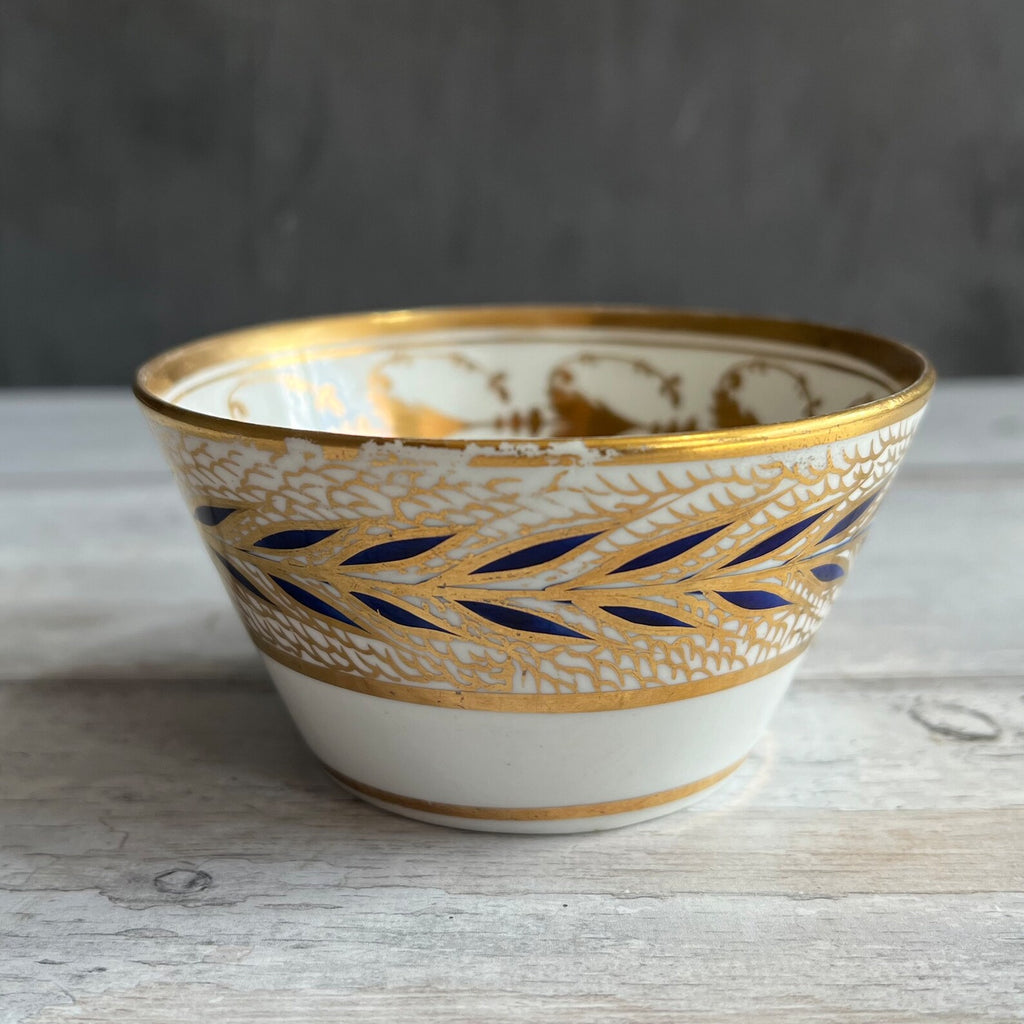 Antique Derby Porcelain Tea Cup and Saucer Leaf Pattern Circa 1810