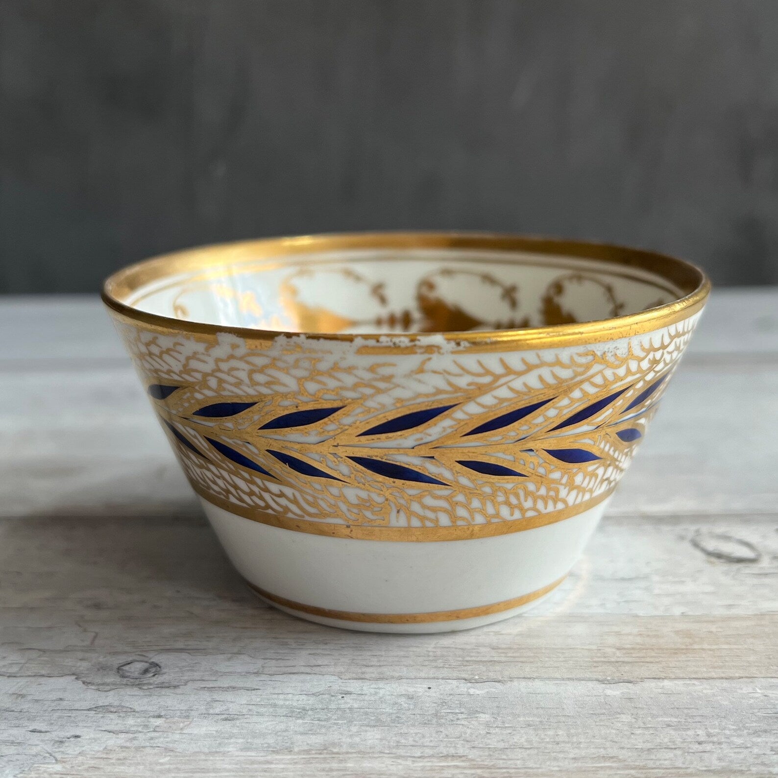 Antique Derby Porcelain Tea Cup and Saucer Leaf Pattern Circa 1810