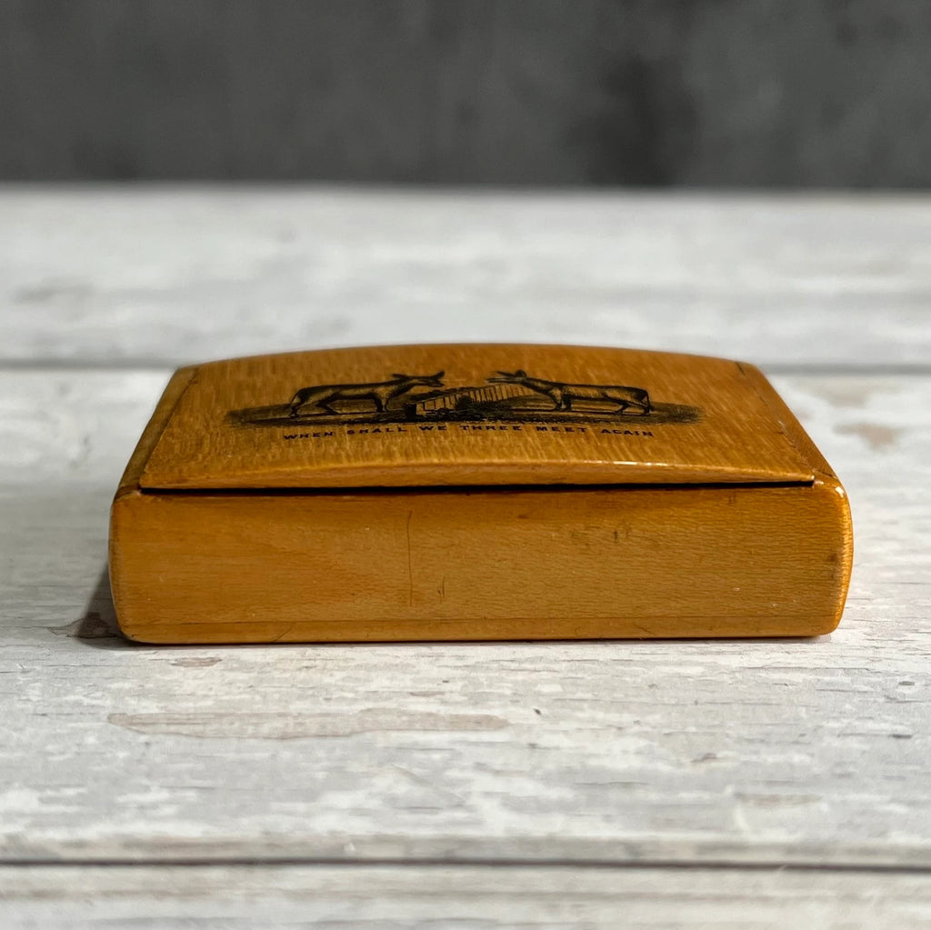 19th Century TINY Mauchline Ware Snuff Box Donkey Shakespeare Macbeth Adolph Frankau C 1850