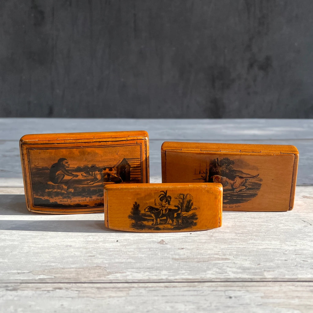 Mauchline Snuff Box A Minute Too Late Dog and Rat C 1850