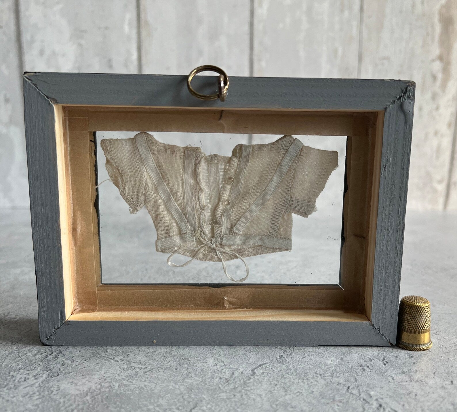 Antique 19th Century Miniature Doll Chemise Later Framed