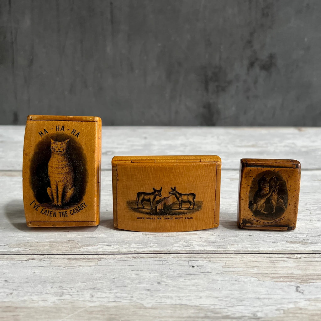 19th Century TINY Mauchline Ware Snuff Box Donkey Shakespeare Macbeth Adolph Frankau C 1850